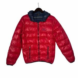 James & Nicholson Down Jacket Mens S Red Puffer LTWT Embroidered w/Eiger Murren